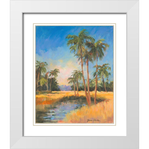 Tropical Palms White Modern Wood Framed Art Print with Double Matting by Slivka, Jane