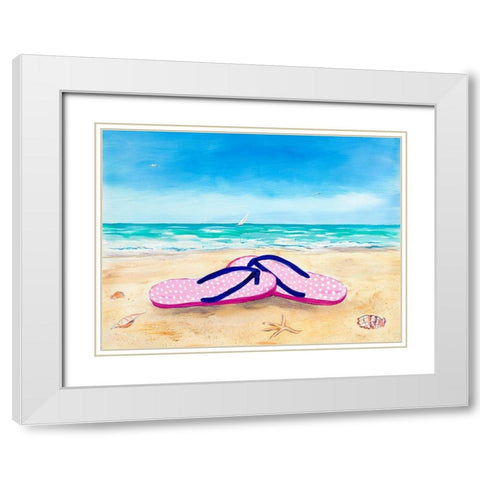 Go Barefoot White Modern Wood Framed Art Print with Double Matting by DeRice, Julie