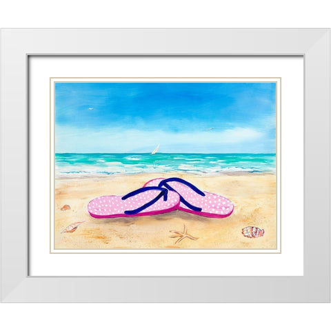 Go Barefoot White Modern Wood Framed Art Print with Double Matting by DeRice, Julie