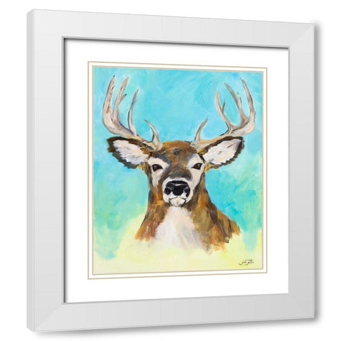 White Tail Deer White Modern Wood Framed Art Print with Double Matting by DeRice, Julie