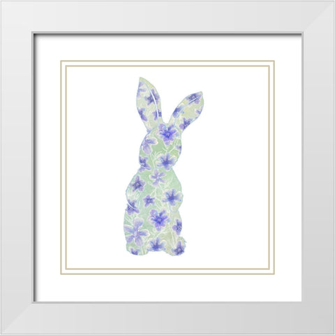 Sweet Spring Bunny Silhouette II White Modern Wood Framed Art Print with Double Matting by Diannart