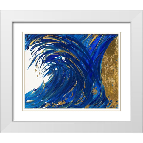 24k Splash White Modern Wood Framed Art Print with Double Matting by Grace, Ajoya