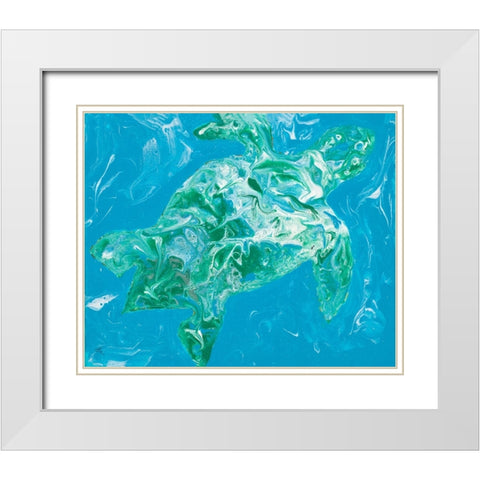 Glimmer Of A Turtle White Modern Wood Framed Art Print with Double Matting by Grace, Ajoya