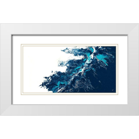 Blue Blaze White Modern Wood Framed Art Print with Double Matting by Grace, Ajoya