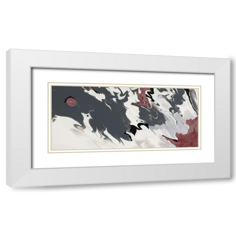 Red Drift Waves White Modern Wood Framed Art Print with Double Matting by Grace, Ajoya
