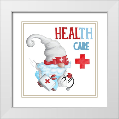 Gnome Health I White Modern Wood Framed Art Print with Double Matting by Metz, Andi
