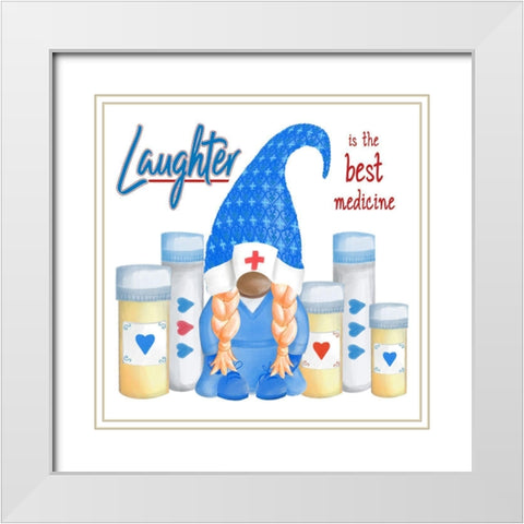 Gnome Health IV White Modern Wood Framed Art Print with Double Matting by Metz, Andi