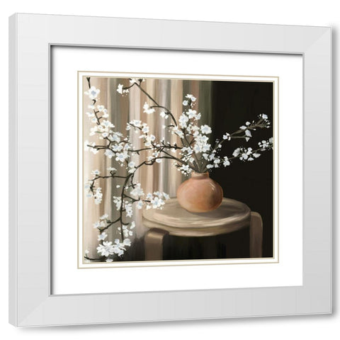 Still Life Blossoms White Modern Wood Framed Art Print with Double Matting by Medley, Elizabeth