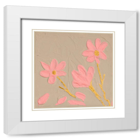 Petite Bloom White Modern Wood Framed Art Print with Double Matting by Grace, Ajoya