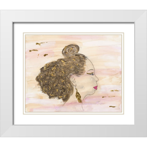 Shimmering Sis White Modern Wood Framed Art Print with Double Matting by Grace, Ajoya