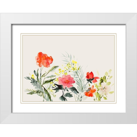 Sun Warmed Wildflowers White Modern Wood Framed Art Print with Double Matting by Loreth, Lanie