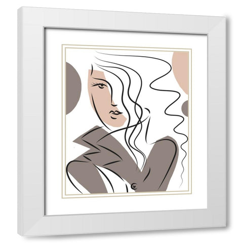 Woman With Long Hair White Modern Wood Framed Art Print with Double Matting by Mosher, Deidre