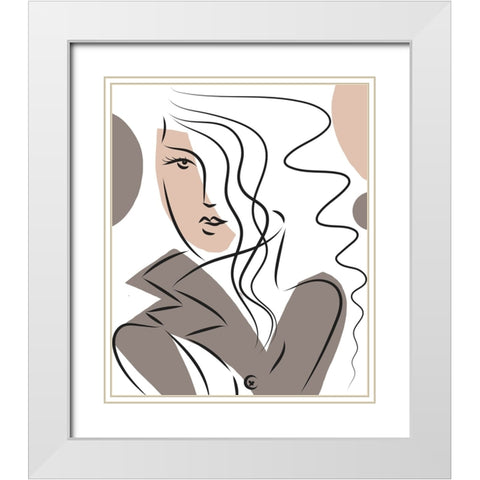 Woman With Long Hair White Modern Wood Framed Art Print with Double Matting by Mosher, Deidre