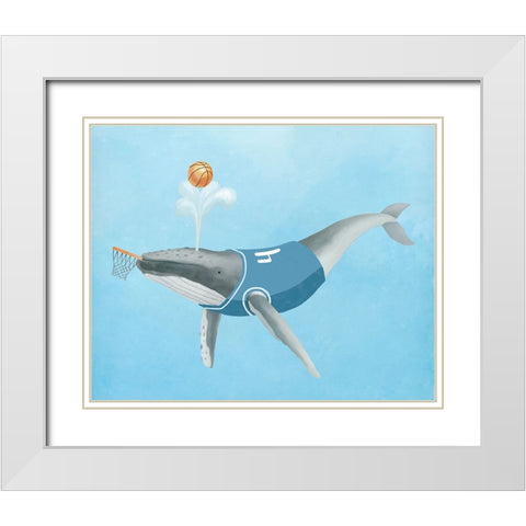 Basketball Whale White Modern Wood Framed Art Print with Double Matting by Sheppard, Lucca