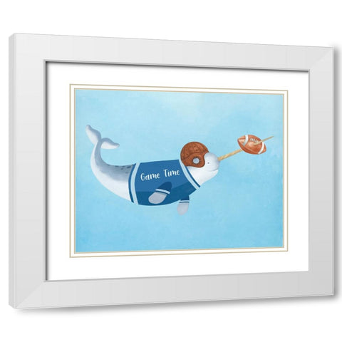 Football Whale White Modern Wood Framed Art Print with Double Matting by Sheppard, Lucca