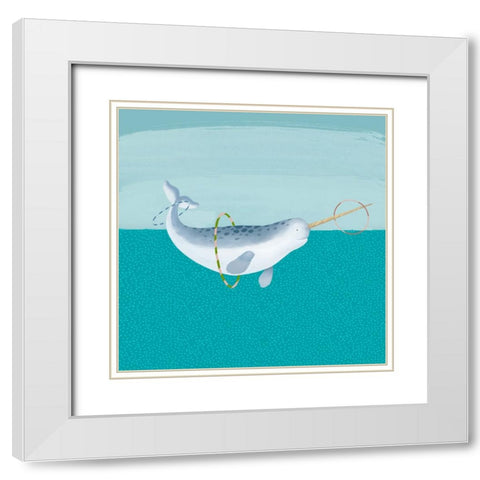 Hula Hoops Whale White Modern Wood Framed Art Print with Double Matting by Sheppard, Lucca