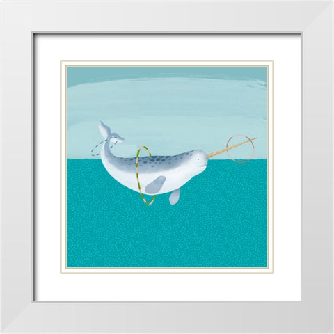 Hula Hoops Whale White Modern Wood Framed Art Print with Double Matting by Sheppard, Lucca