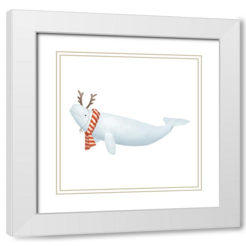 Christmas Whale Beluga White Modern Wood Framed Art Print with Double Matting by Sheppard, Lucca