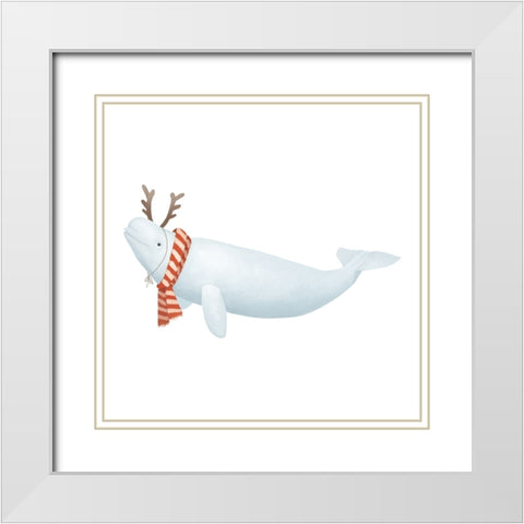 Christmas Whale Beluga White Modern Wood Framed Art Print with Double Matting by Sheppard, Lucca