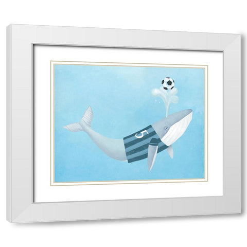 Soccer Whale White Modern Wood Framed Art Print with Double Matting by Sheppard, Lucca