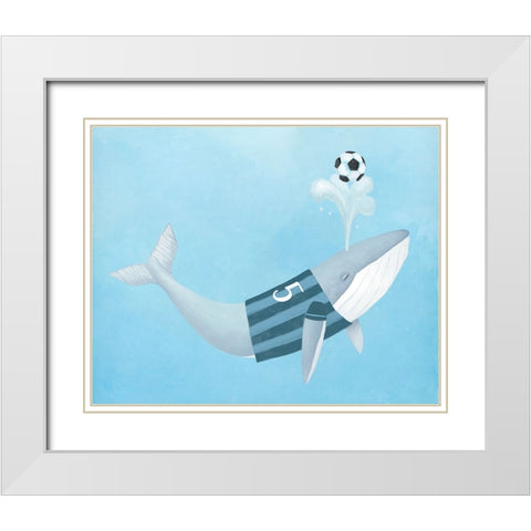 Soccer Whale White Modern Wood Framed Art Print with Double Matting by Sheppard, Lucca