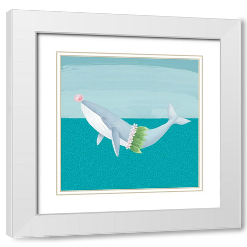 Hula Whale White Modern Wood Framed Art Print with Double Matting by Sheppard, Lucca