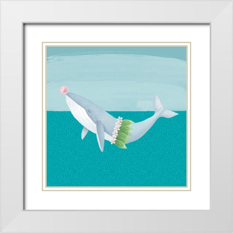 Hula Whale White Modern Wood Framed Art Print with Double Matting by Sheppard, Lucca