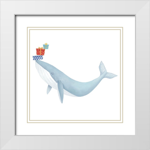 Christmas Whale Blue White Modern Wood Framed Art Print with Double Matting by Sheppard, Lucca