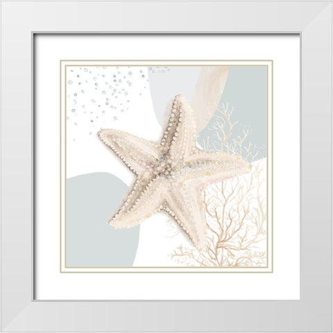 Ocean Oasis Bubbles Starfish White Modern Wood Framed Art Print with Double Matting by Pinto, Patricia