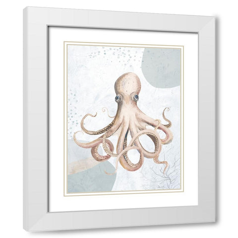 Ocean Oasis Octopus II White Modern Wood Framed Art Print with Double Matting by Pinto, Patricia