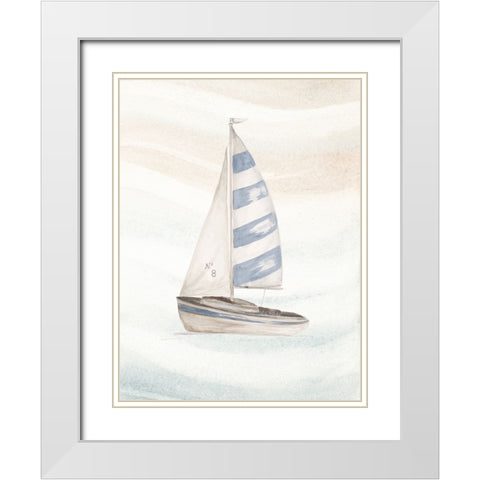 Ocean Oasis Little Sail II White Modern Wood Framed Art Print with Double Matting by Pinto, Patricia