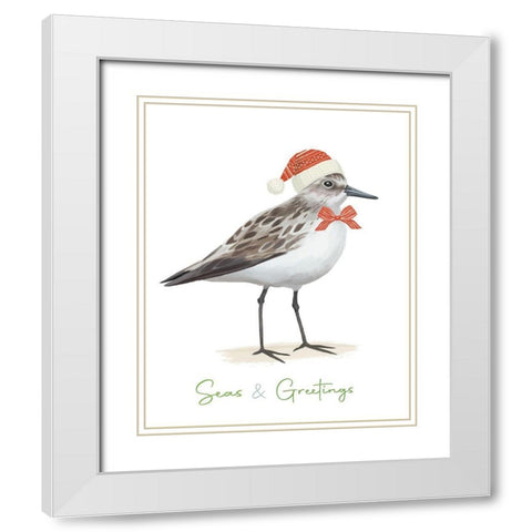 Christmas Sandpiper I White Modern Wood Framed Art Print with Double Matting by Sheppard, Lucca