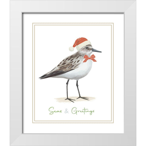 Christmas Sandpiper I White Modern Wood Framed Art Print with Double Matting by Sheppard, Lucca