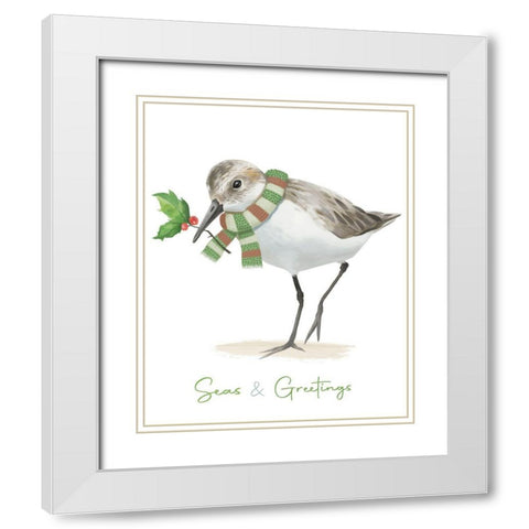 Christmas Sandpiper II White Modern Wood Framed Art Print with Double Matting by Sheppard, Lucca