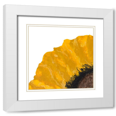 Yellow Petal White Modern Wood Framed Art Print with Double Matting by Grace, Ajoya