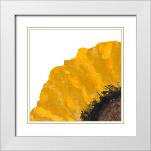 Yellow Petal White Modern Wood Framed Art Print with Double Matting by Grace, Ajoya