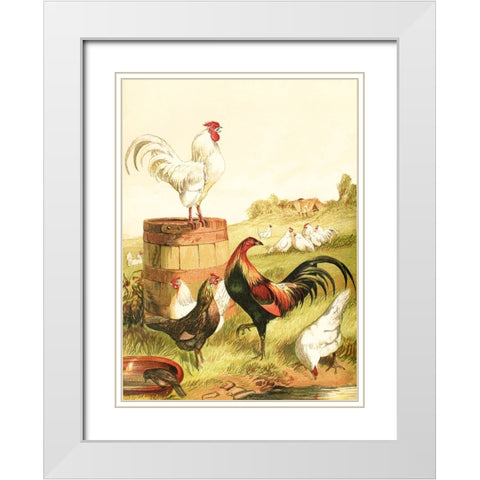 Happy Chickens White Modern Wood Framed Art Print with Double Matting by Piddix