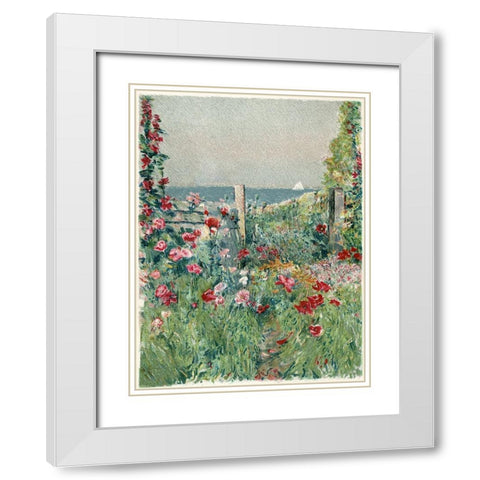 Sea View Garden Path White Modern Wood Framed Art Print with Double Matting by Piddix