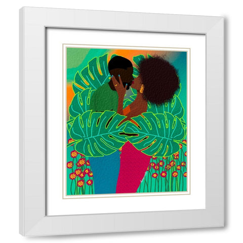 Lovers White Modern Wood Framed Art Print with Double Matting by Lorintheory