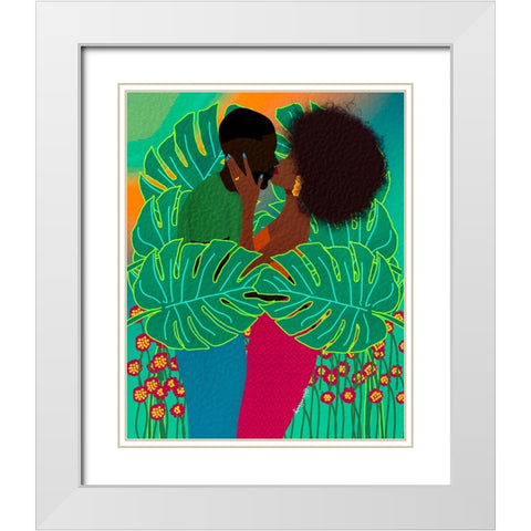 Lovers White Modern Wood Framed Art Print with Double Matting by Lorintheory