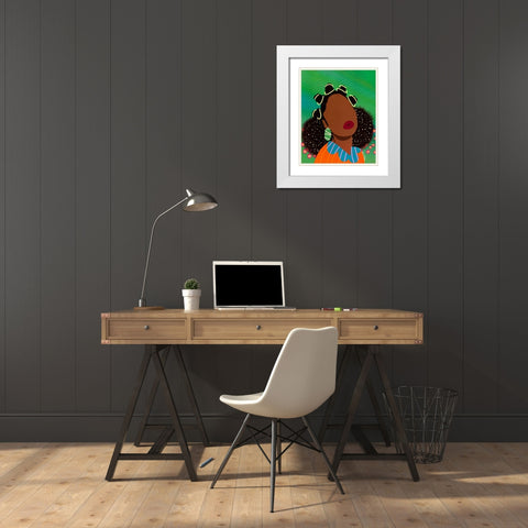 Bantu Knots White Modern Wood Framed Art Print with Double Matting by Lorintheory