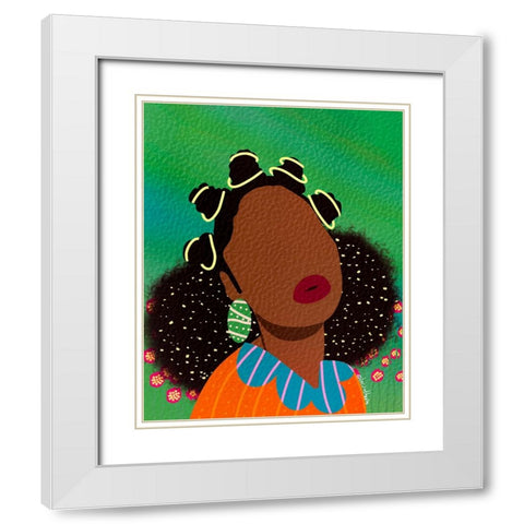Bantu Knots White Modern Wood Framed Art Print with Double Matting by Lorintheory