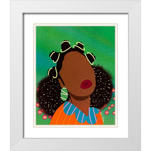 Bantu Knots White Modern Wood Framed Art Print with Double Matting by Lorintheory