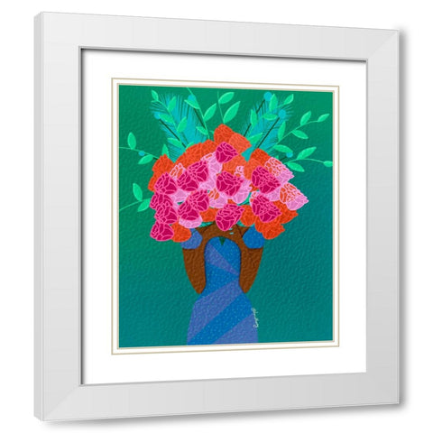 Blooming White Modern Wood Framed Art Print with Double Matting by Lorintheory