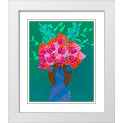 Blooming White Modern Wood Framed Art Print with Double Matting by Lorintheory