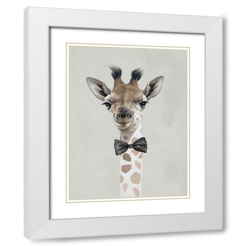 Smart Giraffe White Modern Wood Framed Art Print with Double Matting by Sheppard, Lucca