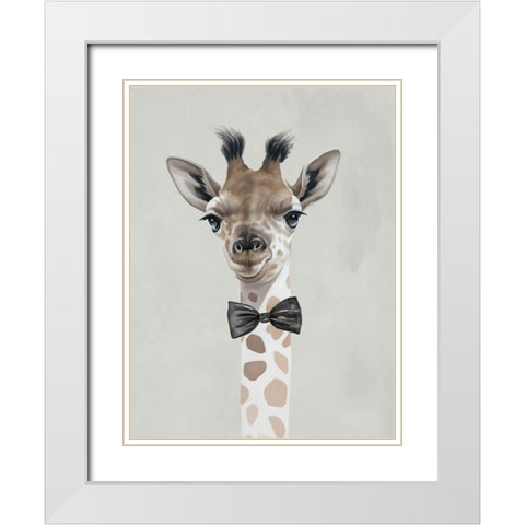 Smart Giraffe White Modern Wood Framed Art Print with Double Matting by Sheppard, Lucca