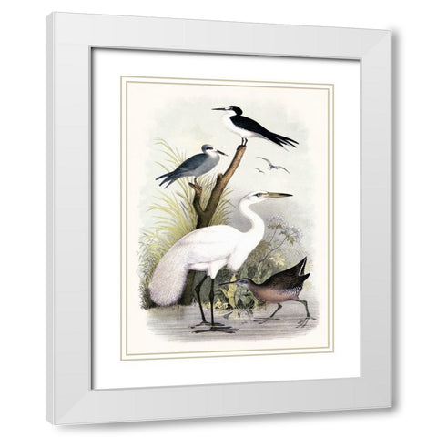 Little Egret and Friends White Modern Wood Framed Art Print with Double Matting by Piddix