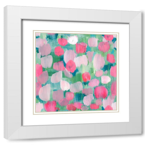 Rose Toss White Modern Wood Framed Art Print with Double Matting by Piddix