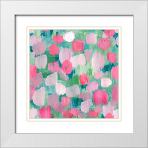 Rose Toss White Modern Wood Framed Art Print with Double Matting by Piddix